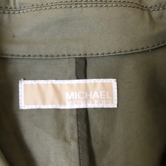 Y2K Michael Kors army olive green brown blazer cargo utility jacket coat pockets - Picture 2 of 4